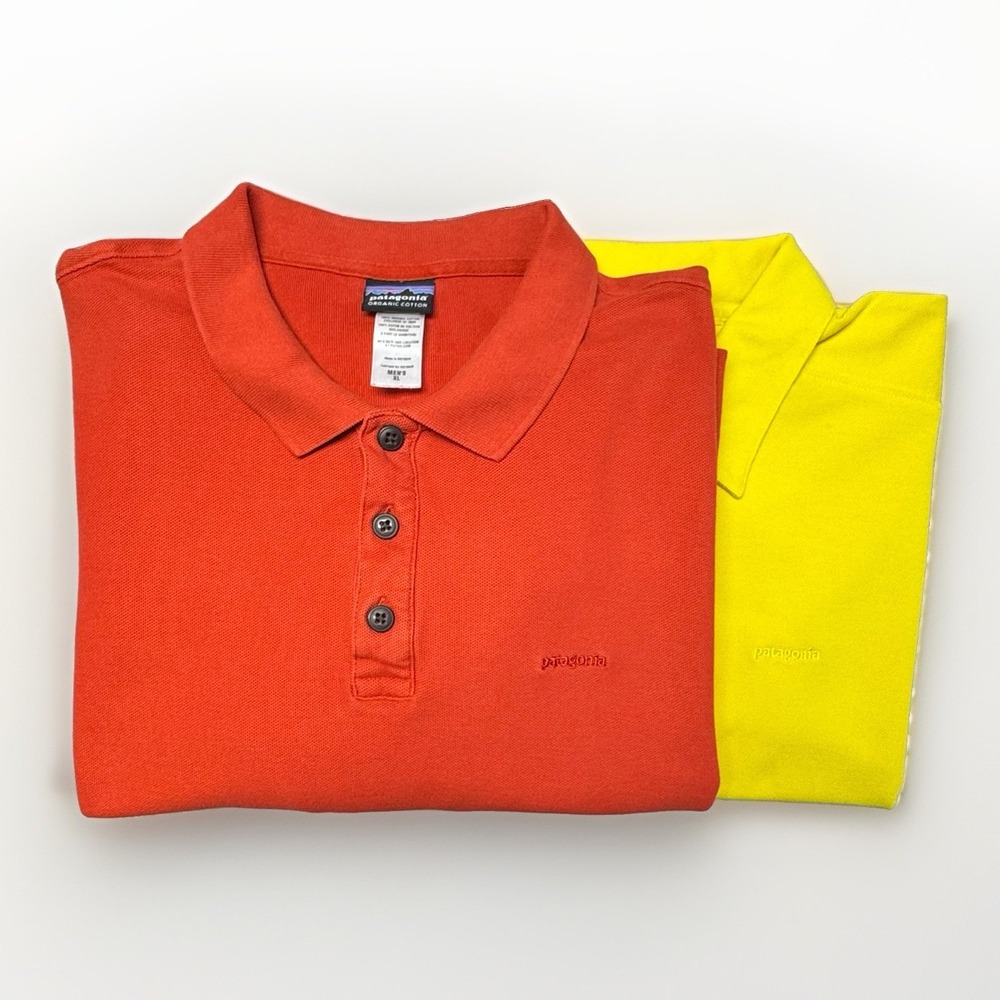 Lot of 2 Patagonia Organic Cotton Mesh Polo Shirts Men's XL